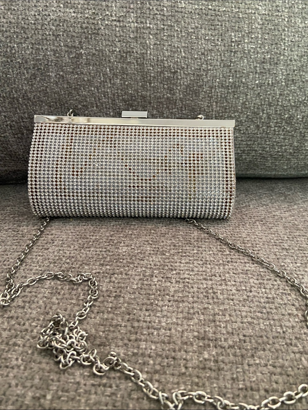 Charming Charlie Silver Rhinestone Chain Clutch - Picture 2 of 9